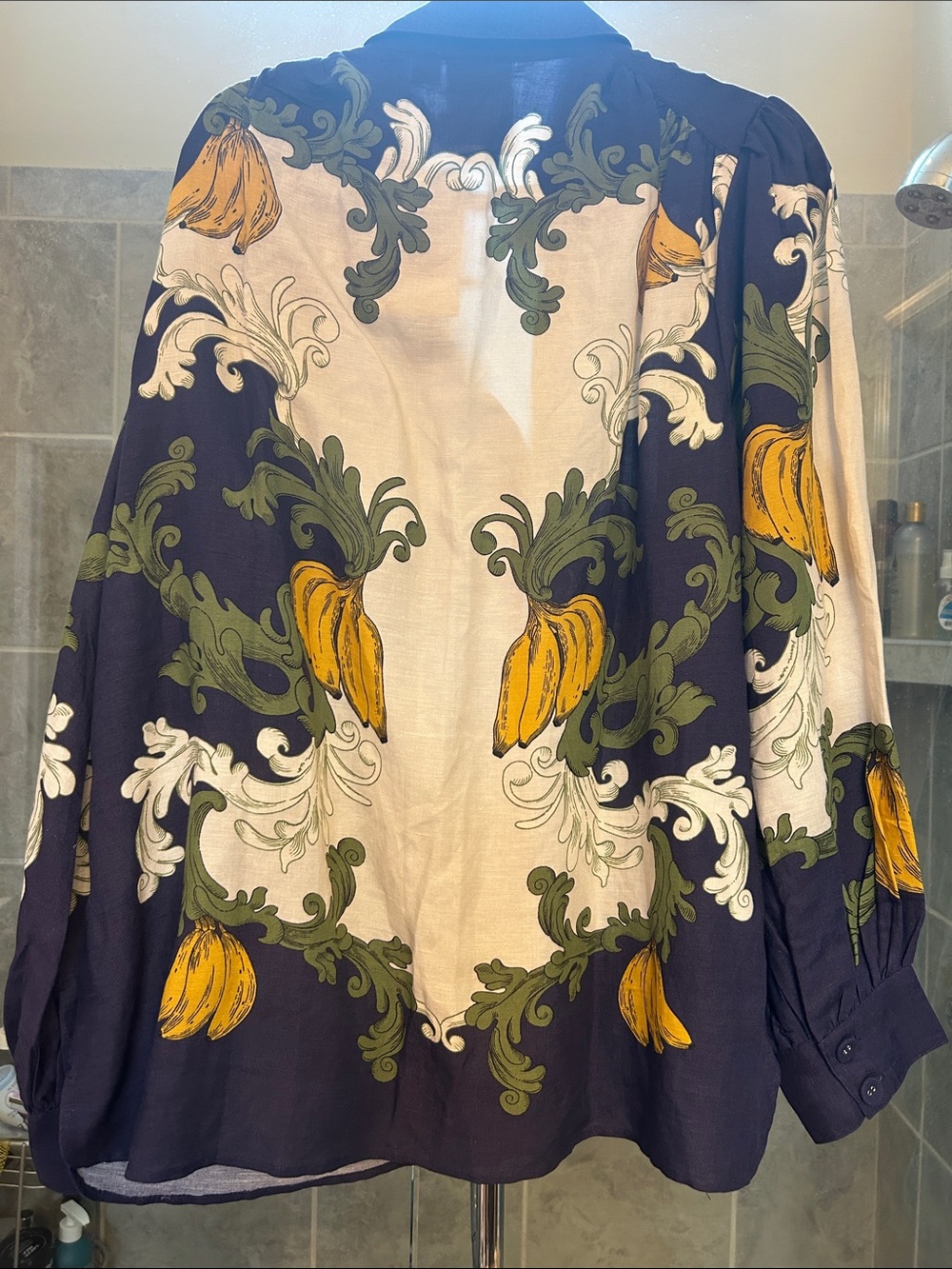 FARM Rio Navy, Cream & Yellow Botanical Button-Front Blouse - Picture 2 of 9